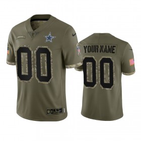 Maillot Homme Dallas Cowboys Personnalisé Olive 2022 Salute To Service Limited